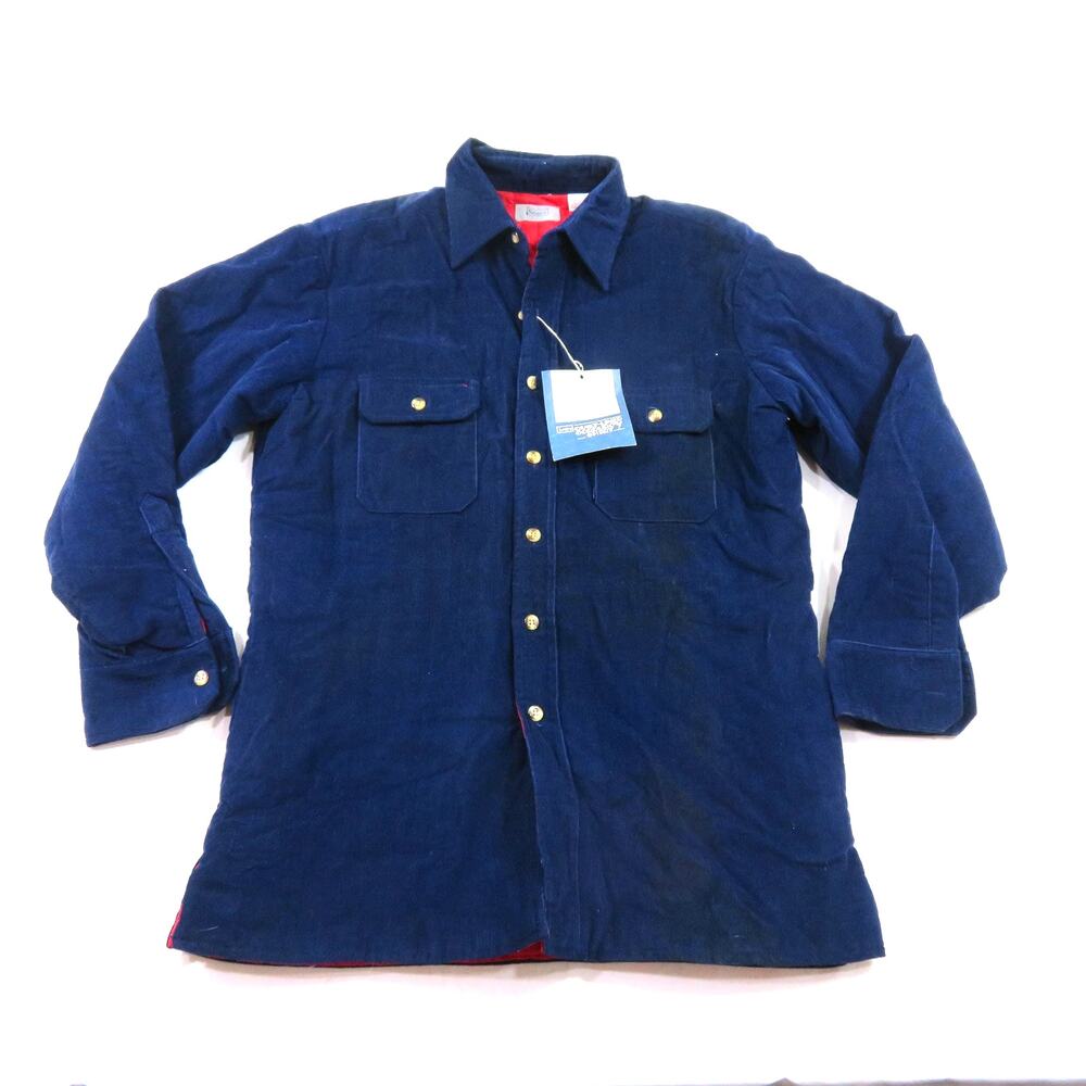 Sears Workwear Corduroy Blue Quilt Lined Shirt Jacket Sz M New 1980s